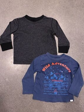 Gap‎ 2T Long Sleeve Shirt Bundle Top Casual Navy Wild Adventure Charcoal Heather